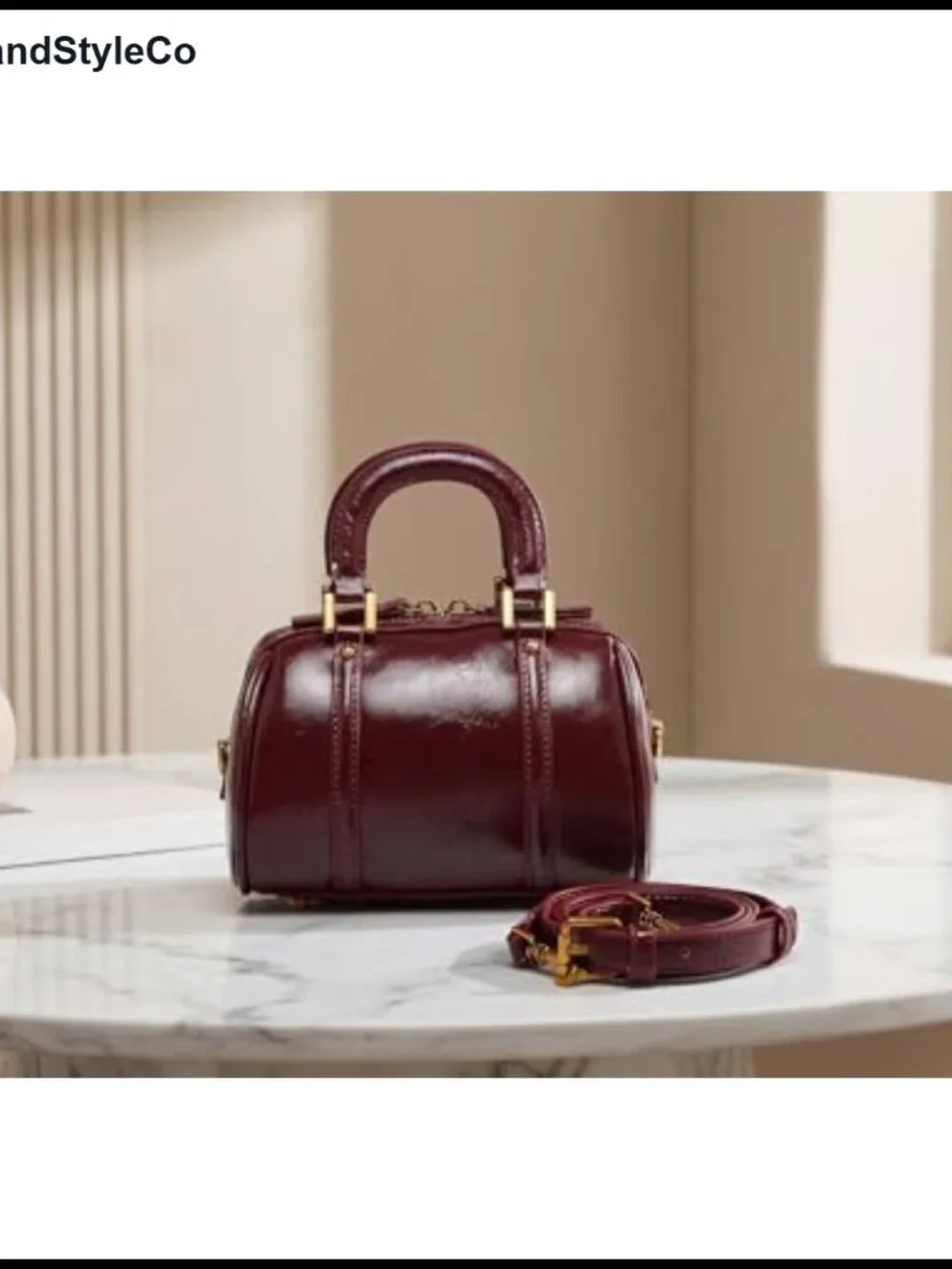 PU Leather Boston Bucket Bag Crossbody Top Handle Purse Adjustable Strap_3
